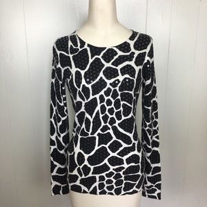 INC Animal Print Sequenced Long Sleeve Blouse Sz M